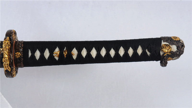 Tachi Clay Tempered 1095 Carbon Steel Folded Blade Full-Rayskin Saya full tang