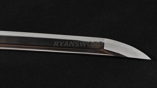 O-Kissaki katana Clay Tempered Hazuya Polish Shirasaya full tang sharp