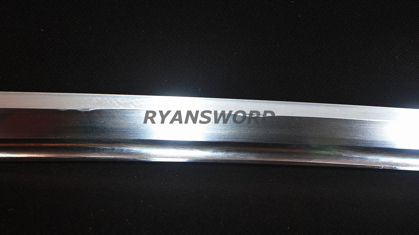 O-Kissaki katana Clay Tempered Hazuya Polish Shirasaya full tang sharp