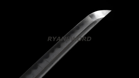 Katana Clay Tempered 1095 Folded Steel Hand-Drawn Crane Saya full tang sharp