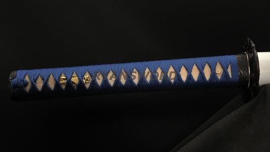 Katana 1095 High Carbon Steel Hand-Drawn Wave Saya Full tang sharp