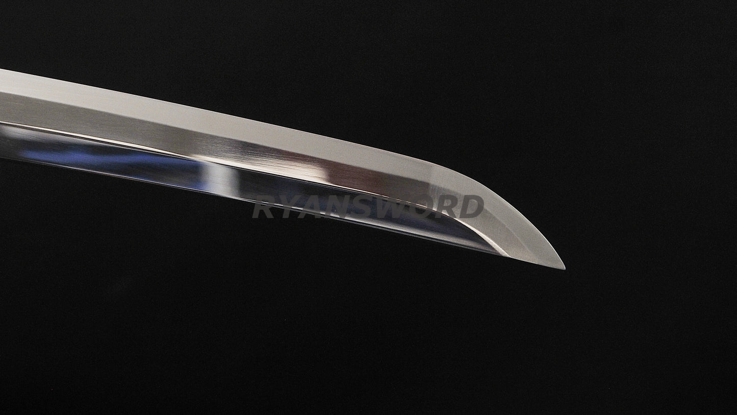 Katana 1095 High Carbon Steel Hand-Drawn Wave Saya Full tang sharp