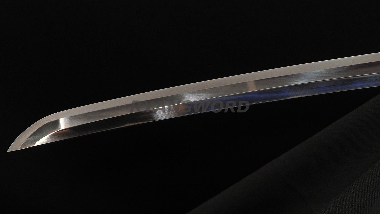 Katana 1095 High Carbon Steel Hand-Drawn Wave Saya Full tang sharp