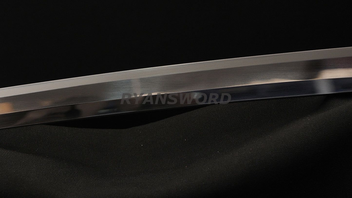 Katana 1095 High Carbon Steel Hand-Drawn Wave Saya Full tang sharp
