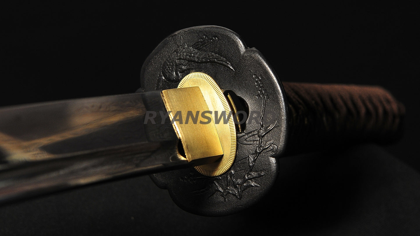 Razor Sharp Wakizashi Folded Steel Blade Iron Fittings Japanese swords