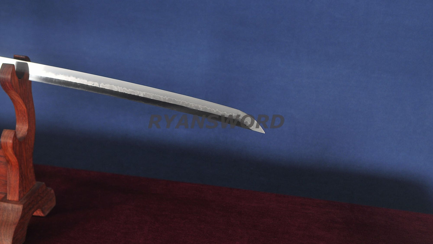 Katana Clay Tempered Choji Hamon With Polish Snake Tsuba Rayskin Saya