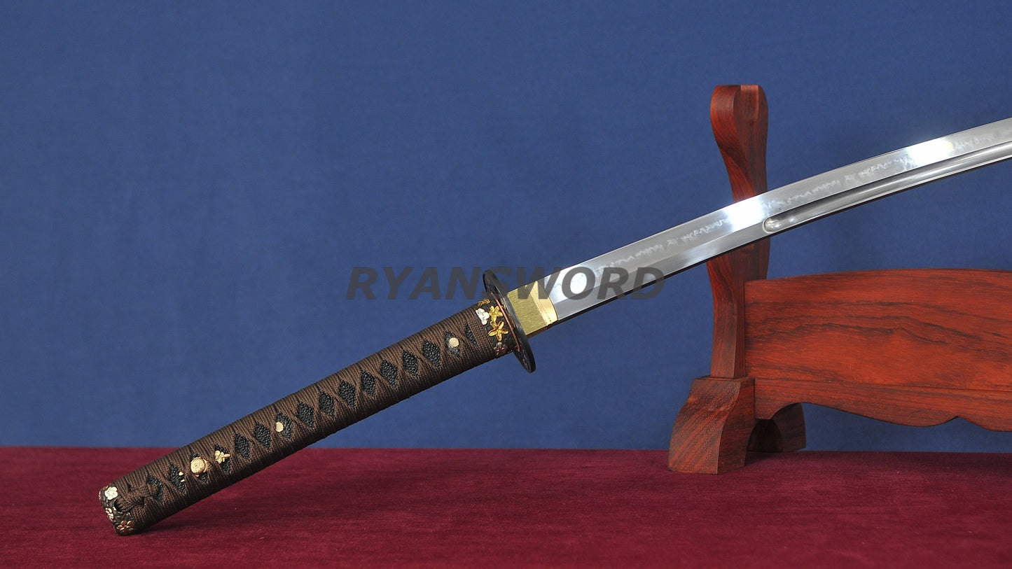 Choji Hamon Katana Koshi SORI 1095 Steel full tang sharp red saya