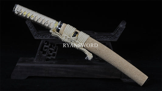 Tamahagane Tanto Moroha-Zukruri Double Edge Double Hamon Full Raykin Saya