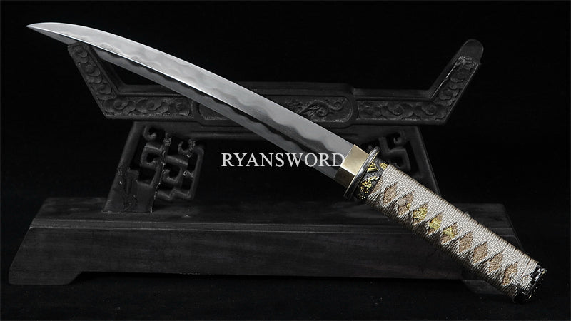 Tamahagane Tanto Moroha-Zukruri Double Edge Double Hamon Full Raykin Saya Top quality