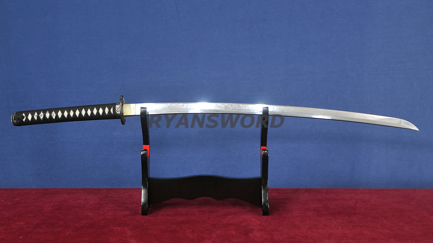 Katana 1095 Steel Hitatsura Hamon lacquer Painting Saya japanese sword full tang
