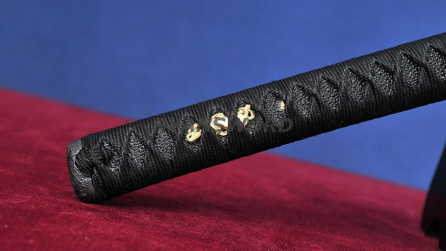 Katana 1095 Steel Choji Hamon Hazuya Polish lacquer Painting Saya full tang