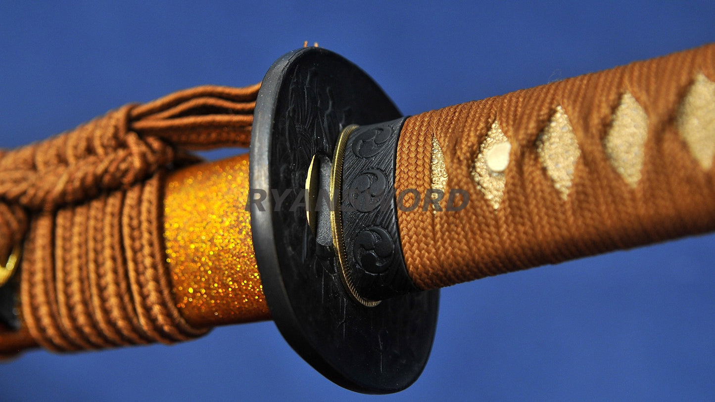Katana 1095 Steel Clay Tempered lacquer Painting Saya japanese sword full tang