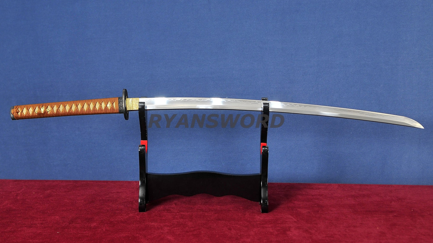 Katana 1095 Steel Clay Tempered lacquer Painting Saya japanese sword full tang