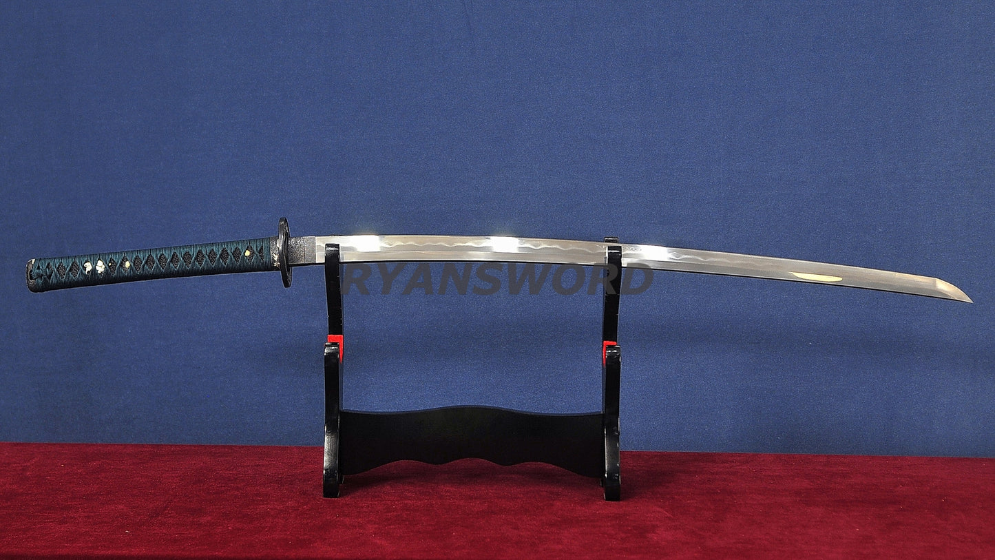 Katana Honsanmai Clay Tempered lacquer Painting Saya japanese sword full tang