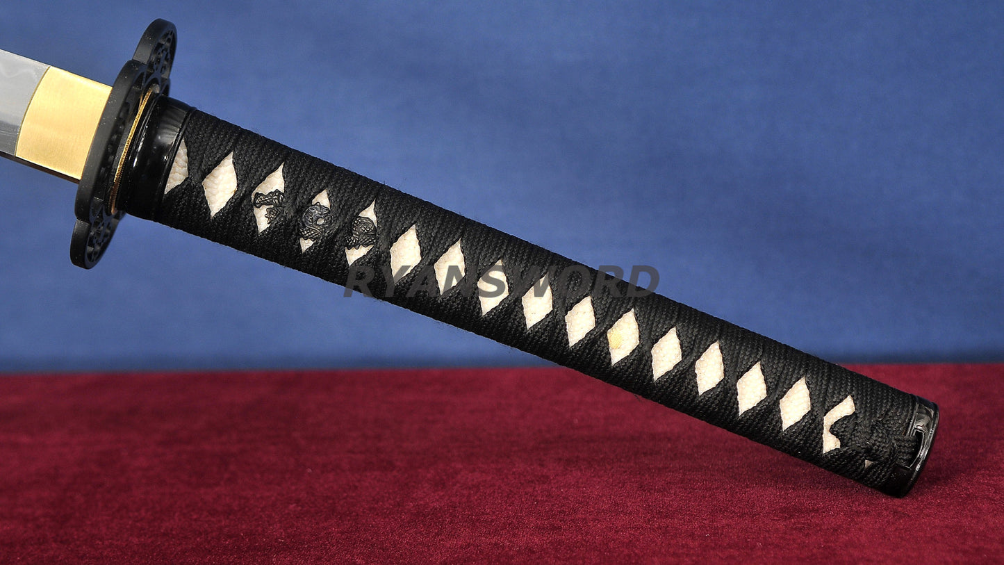 T10 Steel Clay Tempered Katana iron tsuba japanese sword full tang