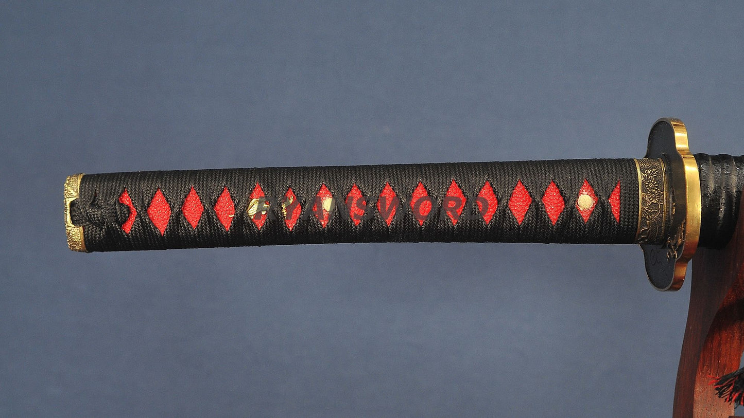 Katana Damascus Steel Mantis Theme Blade Tsuba full tang
