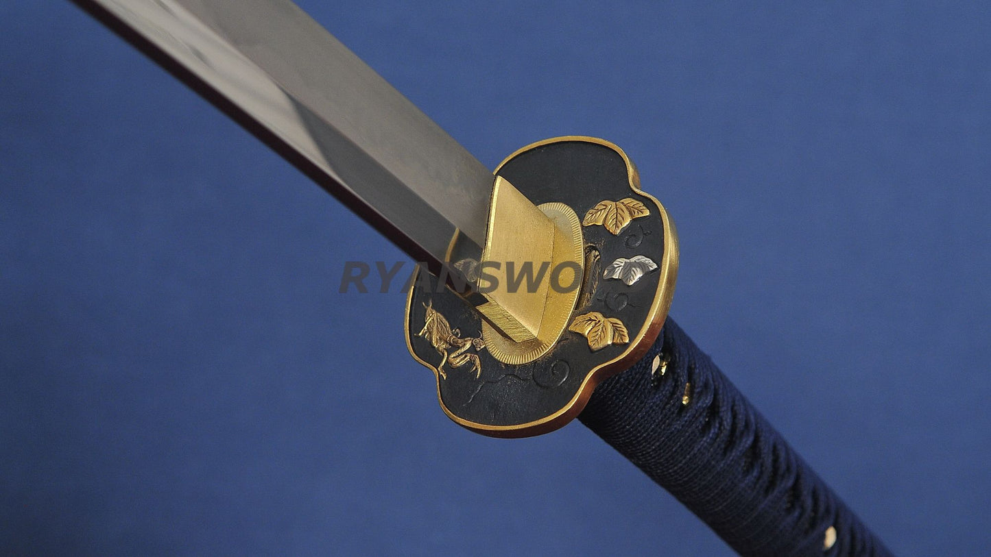 Katana 1095 High Carbon Steel Clay Tempered with Engraving sharp full tang