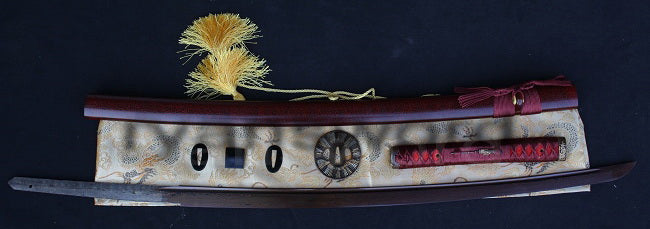 Damascus Blade with Red Folded Pattern Japanese samurai katana sword full tang