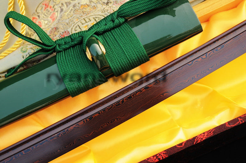 Damascus Blade with Red Folded Pattern Japanese samurai katana sword full tang