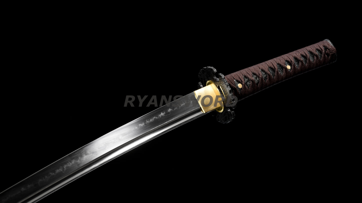 Wakizashi 1095 High Carbon Steel Clay Tempered full tang sharp japanese sword