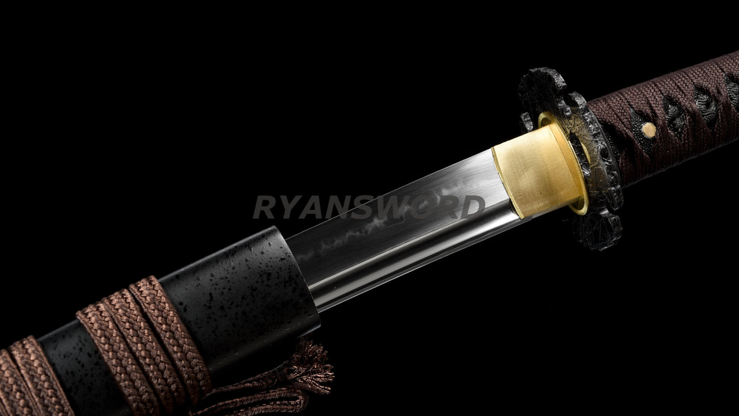 Wakizashi 1095 High Carbon Steel Clay Tempered full tang sharp japanese sword