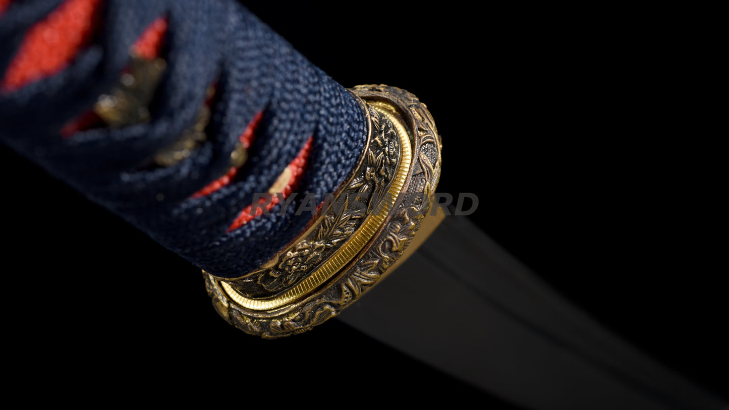 Wakizashi Folded Steel Japanese Sword Brass Tsuba Battle Ready Sharp