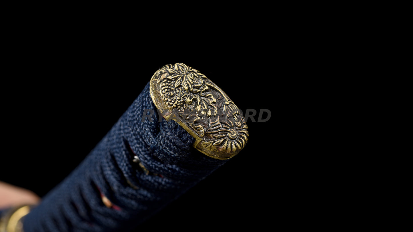 Wakizashi Folded Steel Japanese Sword Brass Tsuba Battle Ready Sharp