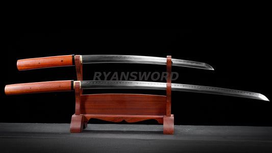 Baisho Katana+Wakizashi Japanese Sword Set Redwood Shirasaya full tang Sharp