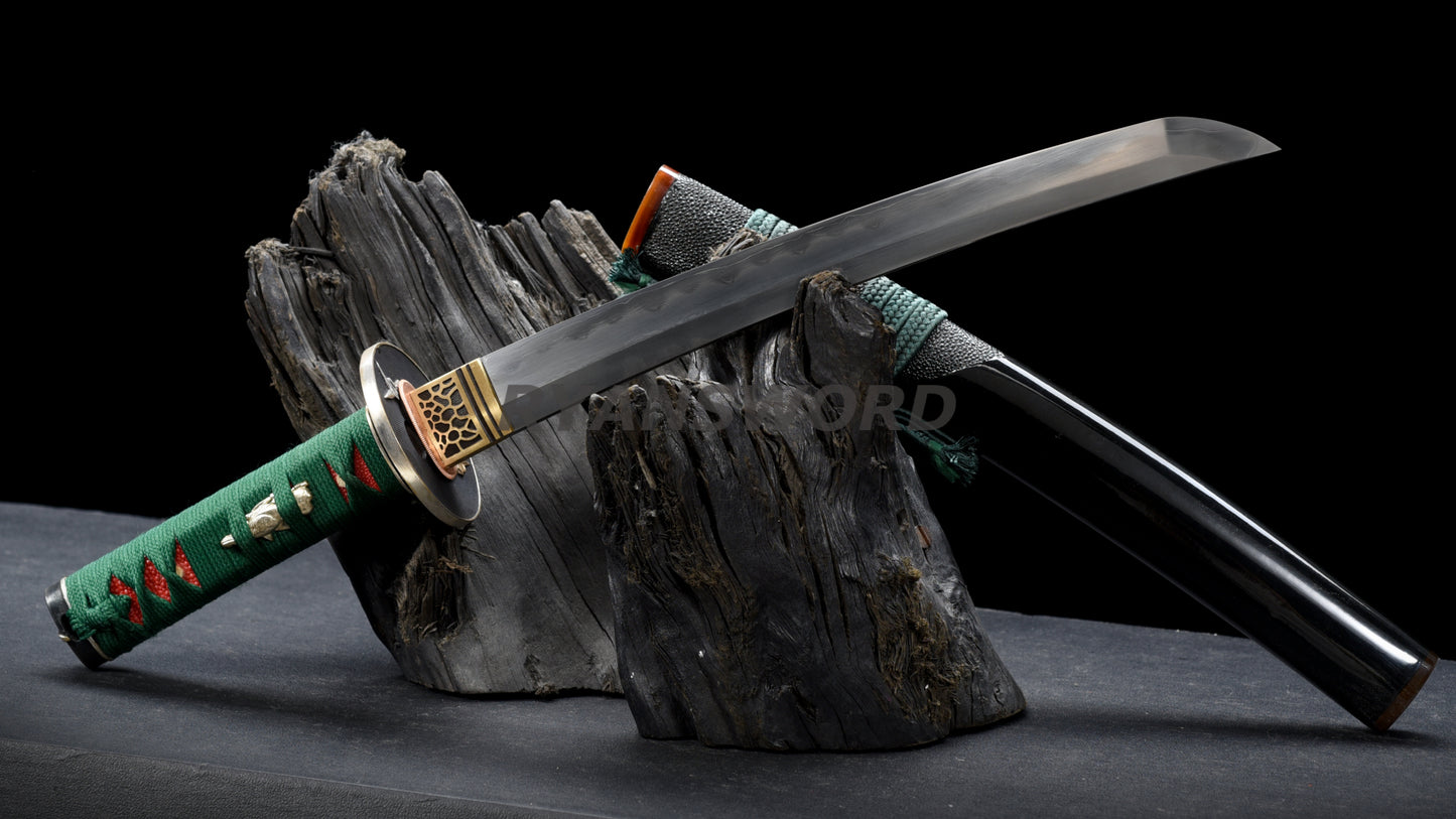 Japanese Sword Set Katana+Wakizashi+Tanto Honsanmai Rayskin Saya Copper Fittings
