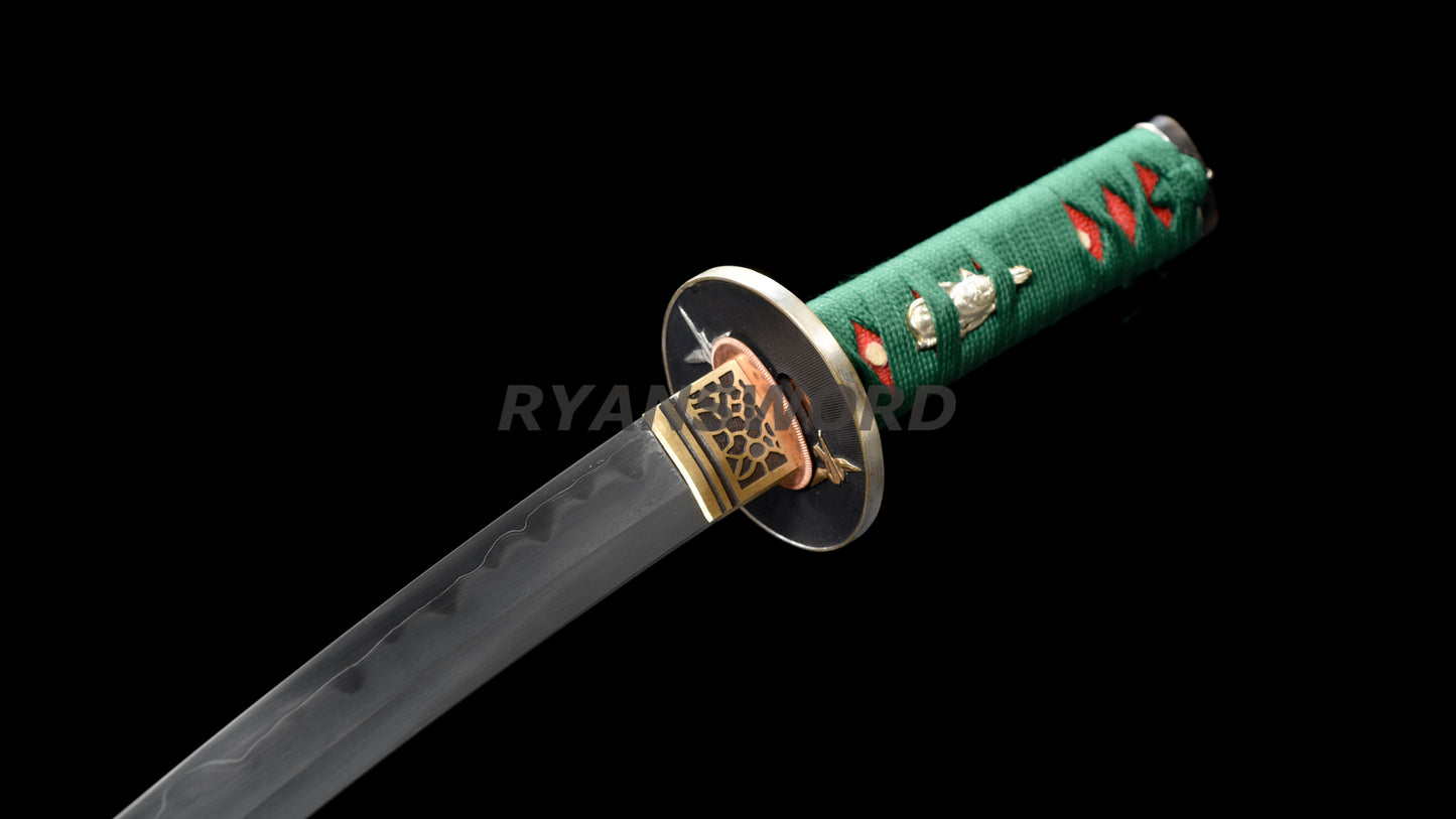 Japanese Sword Set Katana+Wakizashi+Tanto Honsanmai Rayskin Saya Copper Fittings