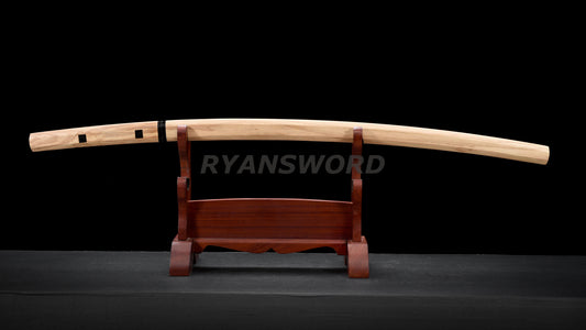 Katana Japanese Sword Shirasaya 1095 Steel Clay Tempered Mirrorlike Bright Blade