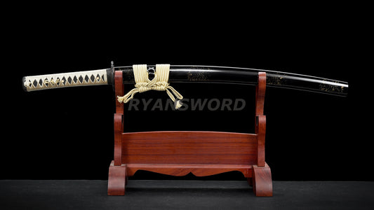 Wakizashi 1095 Carbon Steel Clay Tempered Iron Tsuba full tang sharp