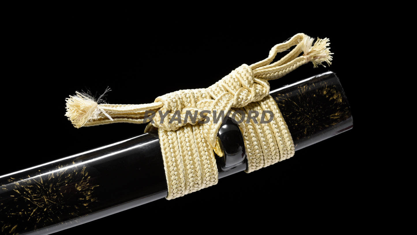 Wakizashi 1095 Carbon Steel Clay Tempered Iron Tsuba full tang sharp