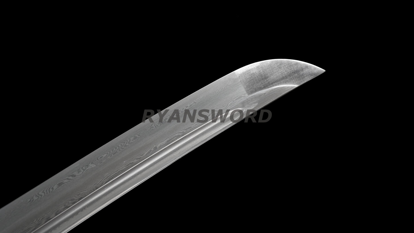 Wakizashi Damascus Folded Steel Full Tang japanese sword for samurai sharp