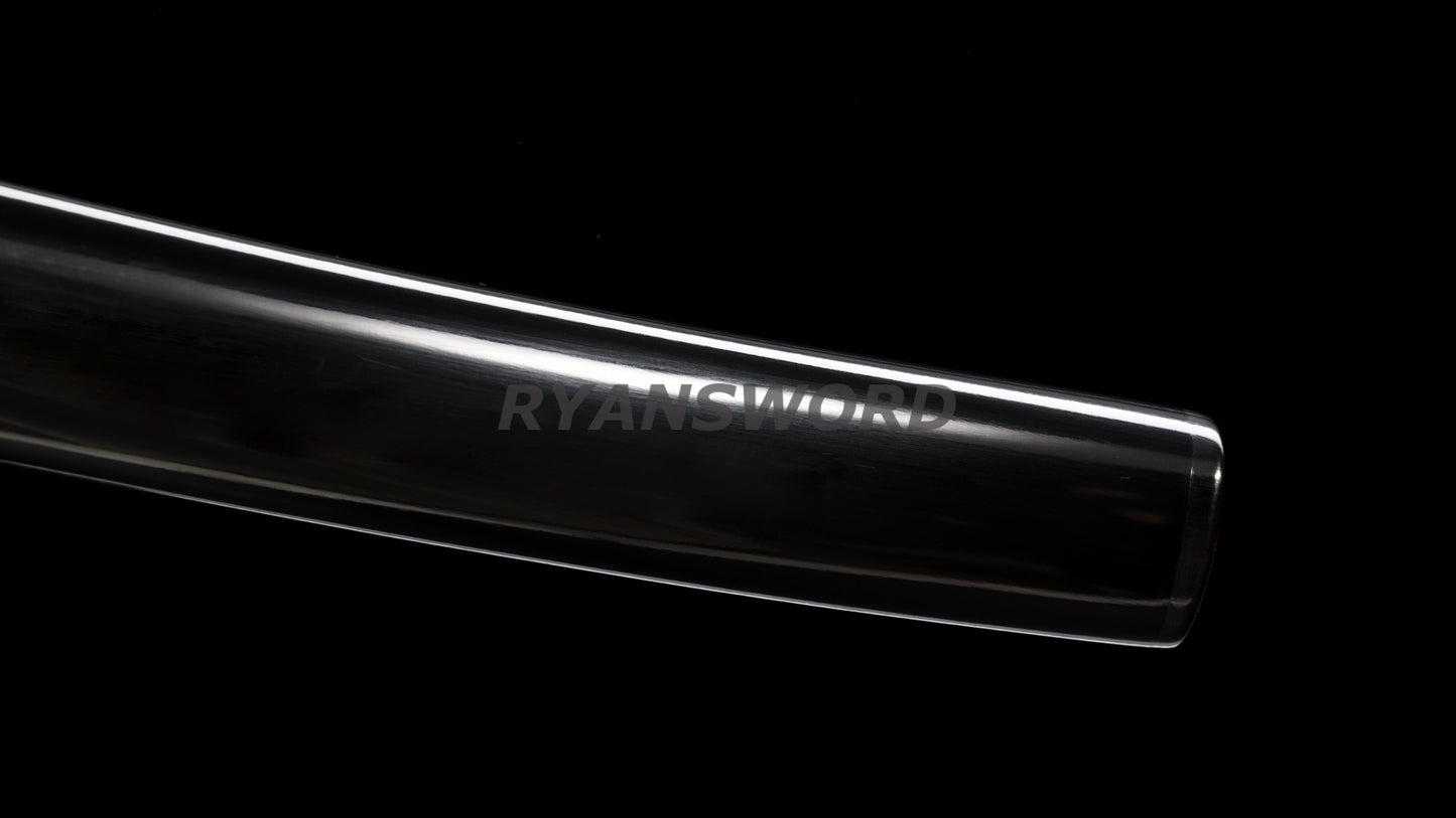 Clay Tempered Wakizashi 1095 Carbon Steel Blade Rayskin Saya full tang sharp