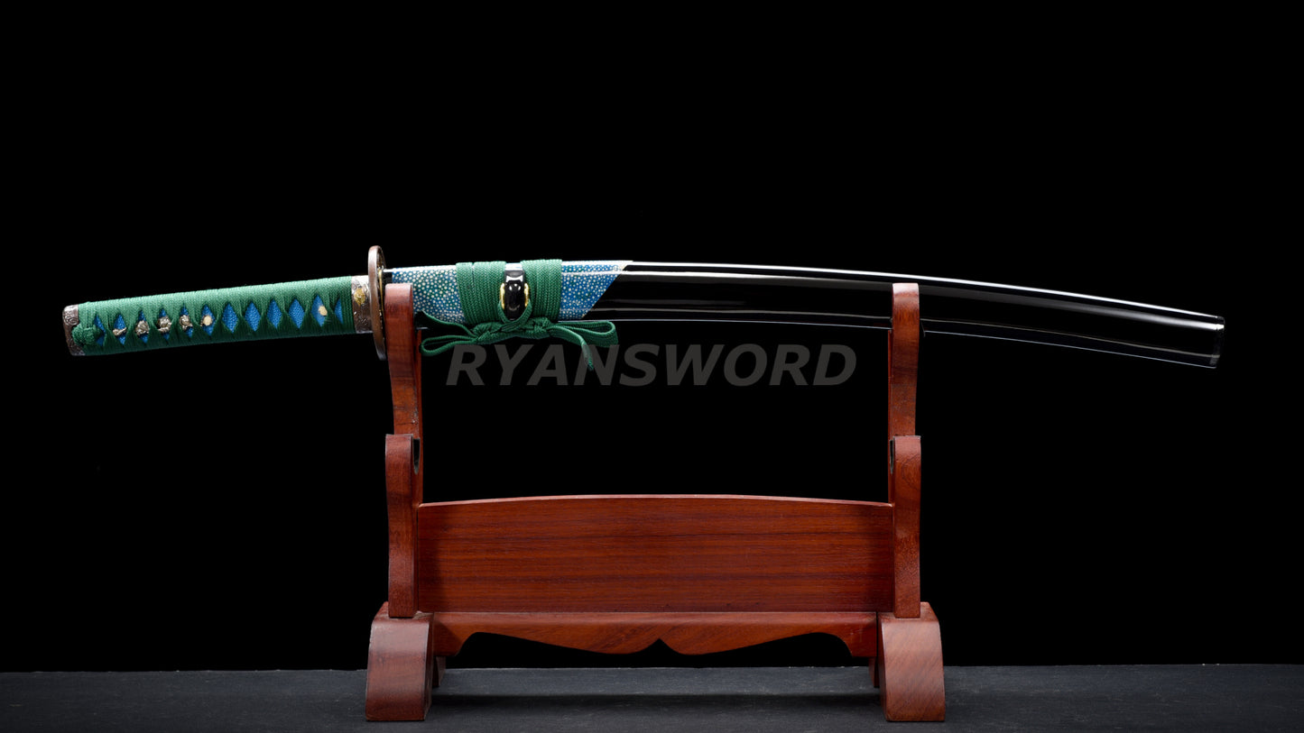 Clay Tempered Wakizashi Japanese Sword 1095 Carbon Steel Blade Copper Tsuba Heavy Cutting