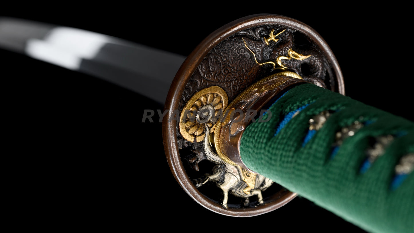 Clay Tempered Wakizashi Japanese Sword 1095 Carbon Steel Blade Copper Tsuba Heavy Cutting