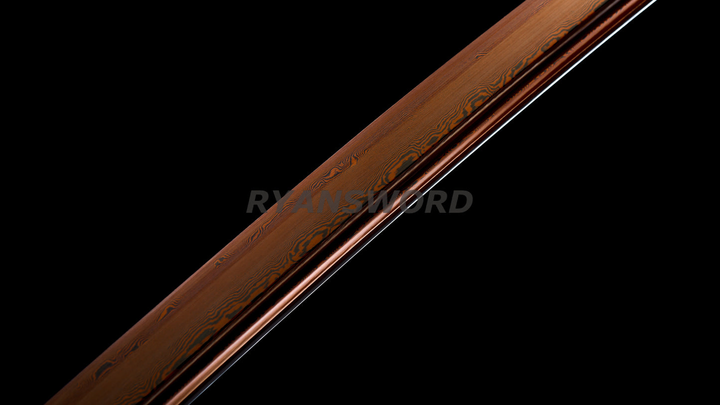53"Folded Steel Nodachi Japanese Long Sword Reddish Black Blade