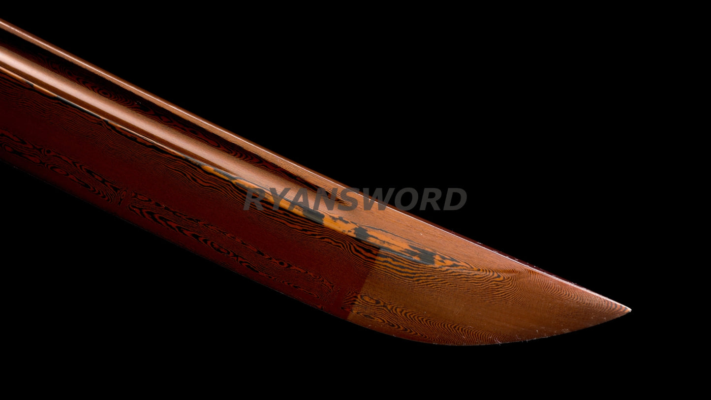53"Folded Steel Nodachi Japanese Long Sword Reddish Black Blade