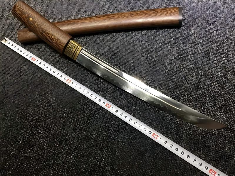 Rosewood Tanto Japanese Short Sword T10 Steel Clay Tempered Razor Sharp