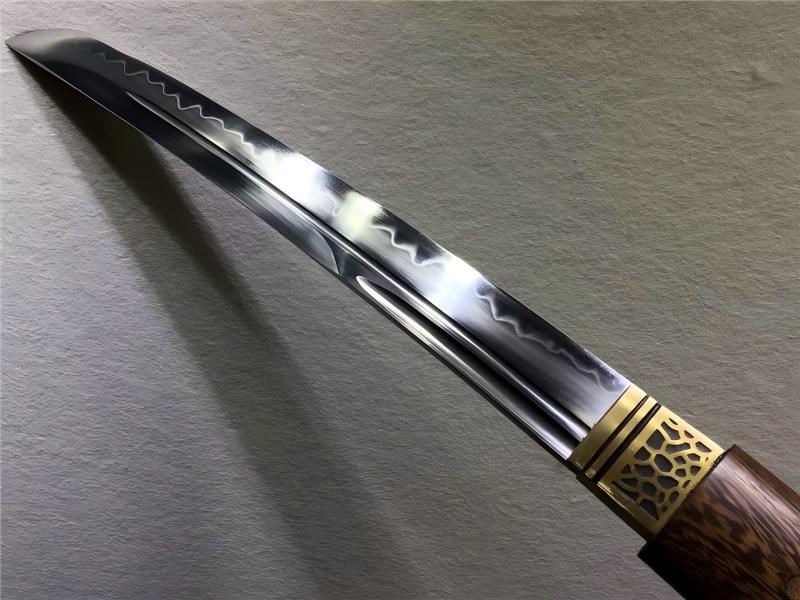 Rosewood Tanto Japanese Short Sword T10 Steel Clay Tempered Razor Sharp