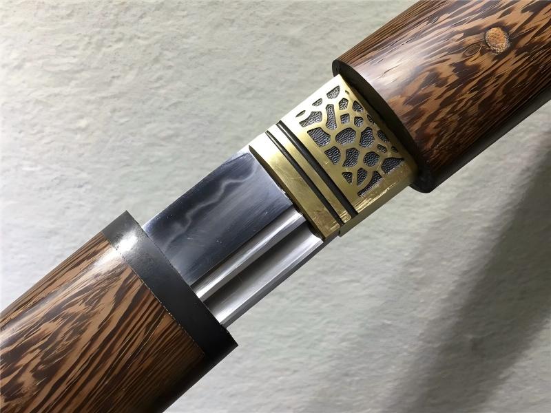 Rosewood Tanto Japanese Short Sword T10 Steel Clay Tempered Razor Sharp