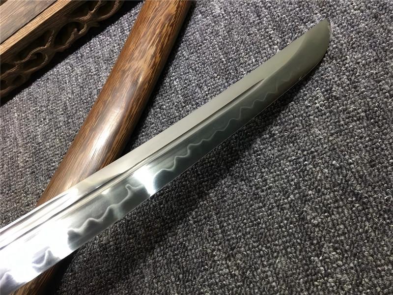 Rosewood Tanto Japanese Short Sword T10 Steel Clay Tempered Razor Sharp