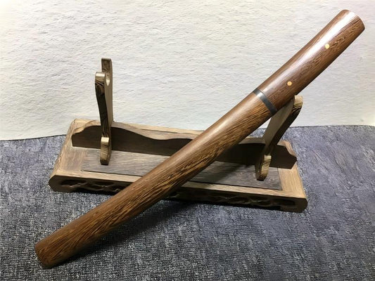 Rosewood Tanto Japanese Short Sword T10 Steel Clay Tempered Razor Sharp