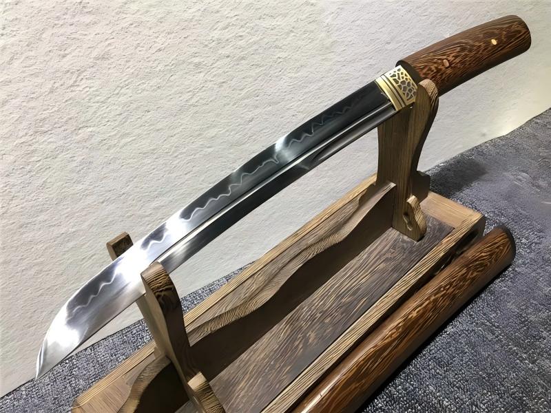 Rosewood Tanto Japanese Short Sword T10 Steel Clay Tempered Razor Sharp