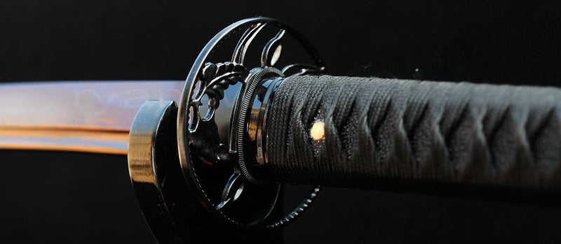 Damascus Blade with Red Folded Pattern Japanese samurai katana sword full tang