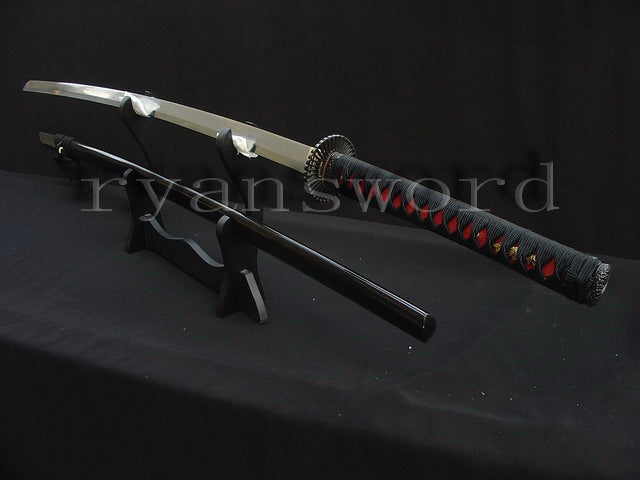 Katana 1095 High Carbon Steel silver plated tsuba full tang sharp battle ready blade