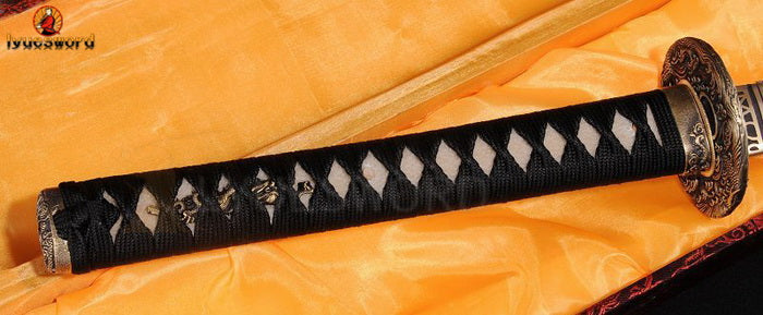 Authentic Katana swords full tang iron suba T10 steel clay tempered full wrap rayskin saya