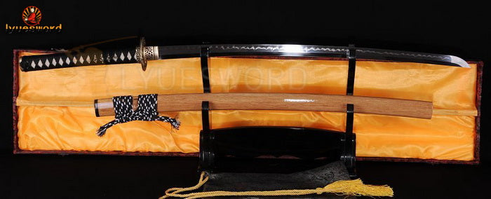 Authentic Katana swords full tang iron suba T10 steel clay tempered full wrap rayskin saya