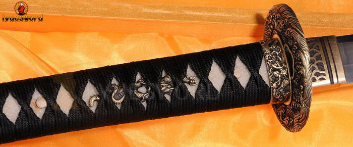 Authentic Katana swords full tang iron suba T10 steel clay tempered full wrap rayskin saya